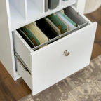 White Computer Storage Desk with Hanging Files - 48-inch