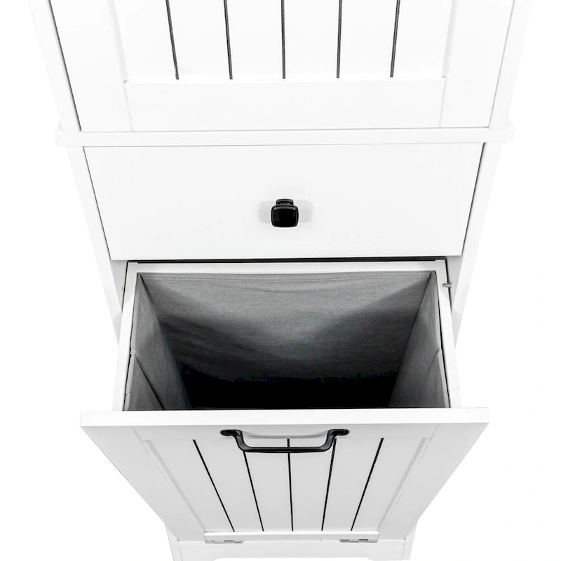 Laundry Cabinet With Doors And 1 Drawer, Tilt-Out Laundr Hamper, Adjustable Shelf, Linen Cabinet