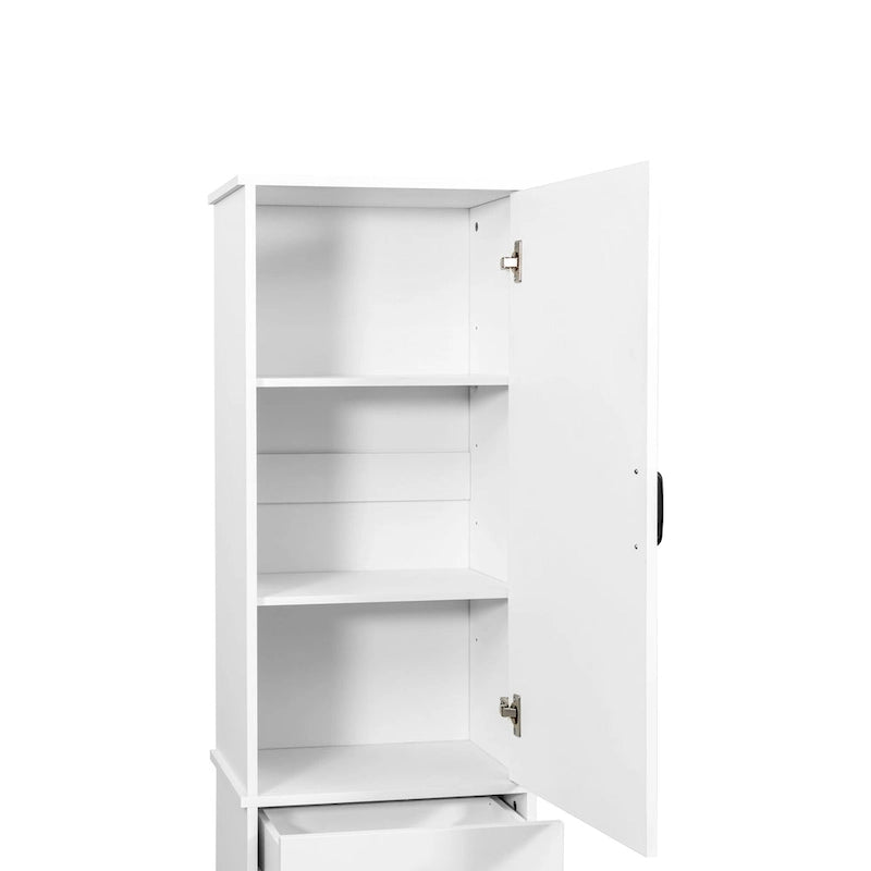 Laundry Cabinet With Doors And 1 Drawer, Tilt-Out Laundr Hamper, Adjustable Shelf, Linen Cabinet