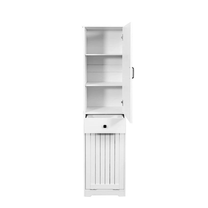 Laundry Cabinet With Doors And 1 Drawer, Tilt-Out Laundr Hamper, Adjustable Shelf, Linen Cabinet