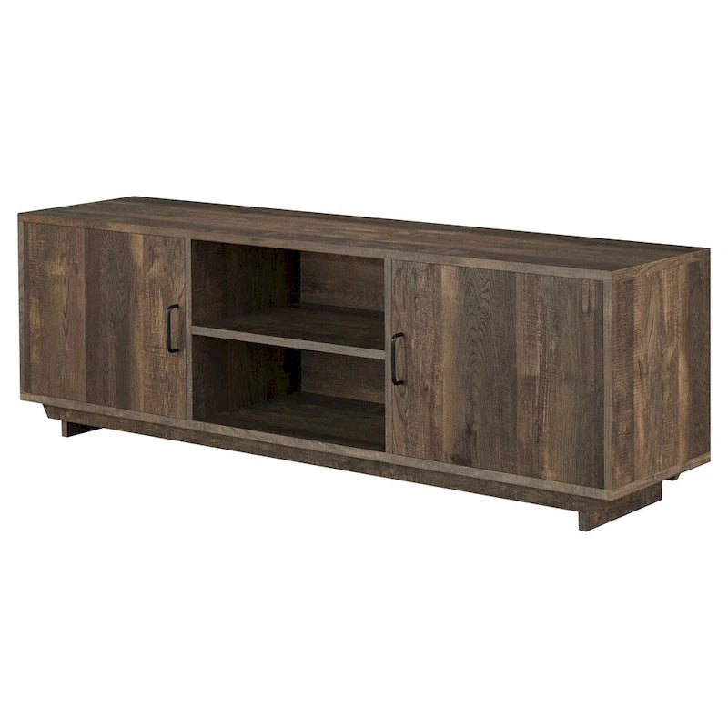 Rustic Oak 63-inch Multi-functional Storage TV Console
