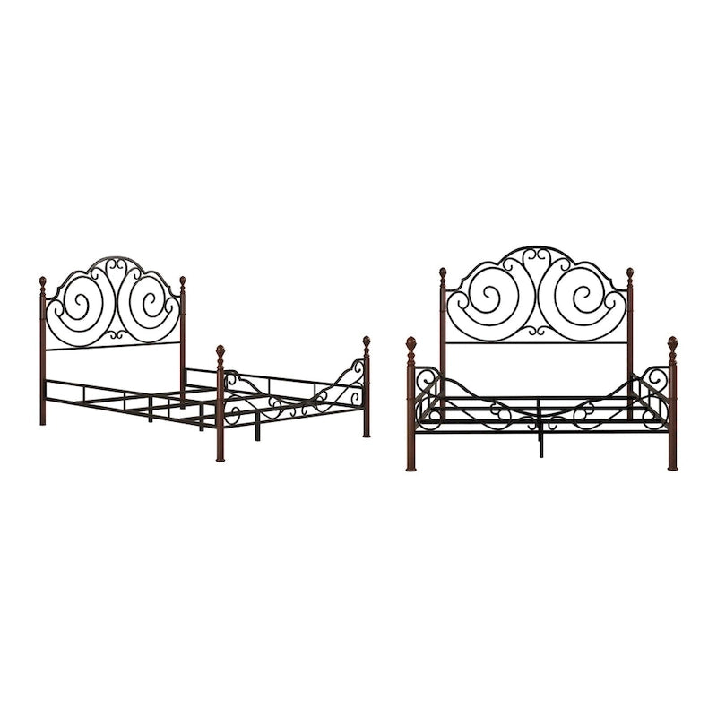 Graceful Scroll Bronze Metal Bed
