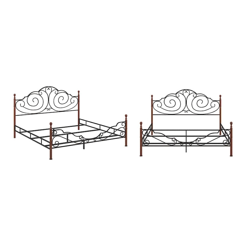 Graceful Scroll Bronze Metal Bed