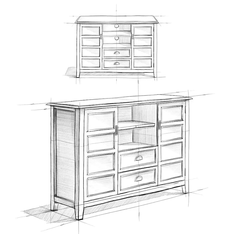 SOLID WOOD 54 inch Wide Transitional TV Media Stand For TVs up to 60 inches - 54w x 17.5d x 36 h