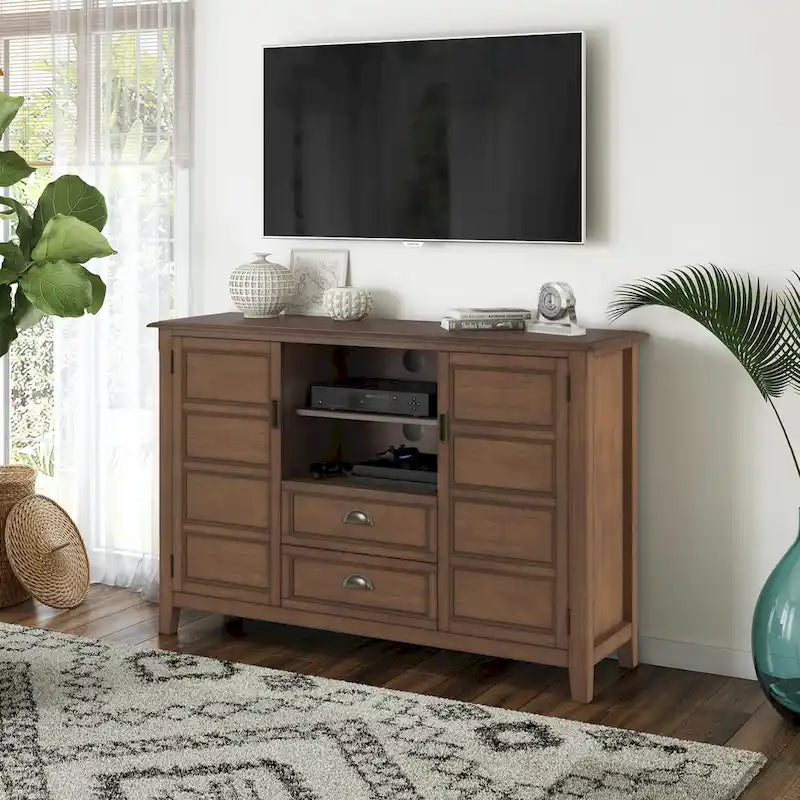 SOLID WOOD 54 inch Wide Transitional TV Media Stand For TVs up to 60 inches - 54w x 17.5d x 36 h