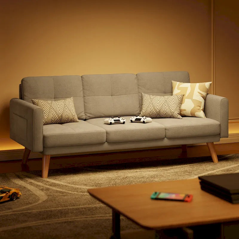 3 Seater Upholstered Living Room Sleeper Sofa, Recliner Sofa Bed with Backrest