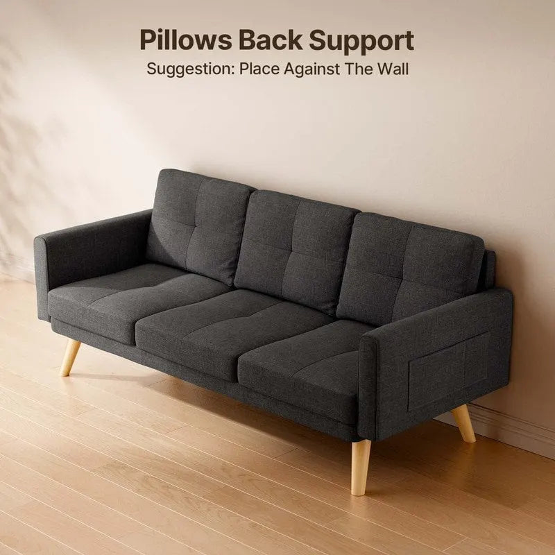 3 Seater Upholstered Living Room Sleeper Sofa, Recliner Sofa Bed with Backrest