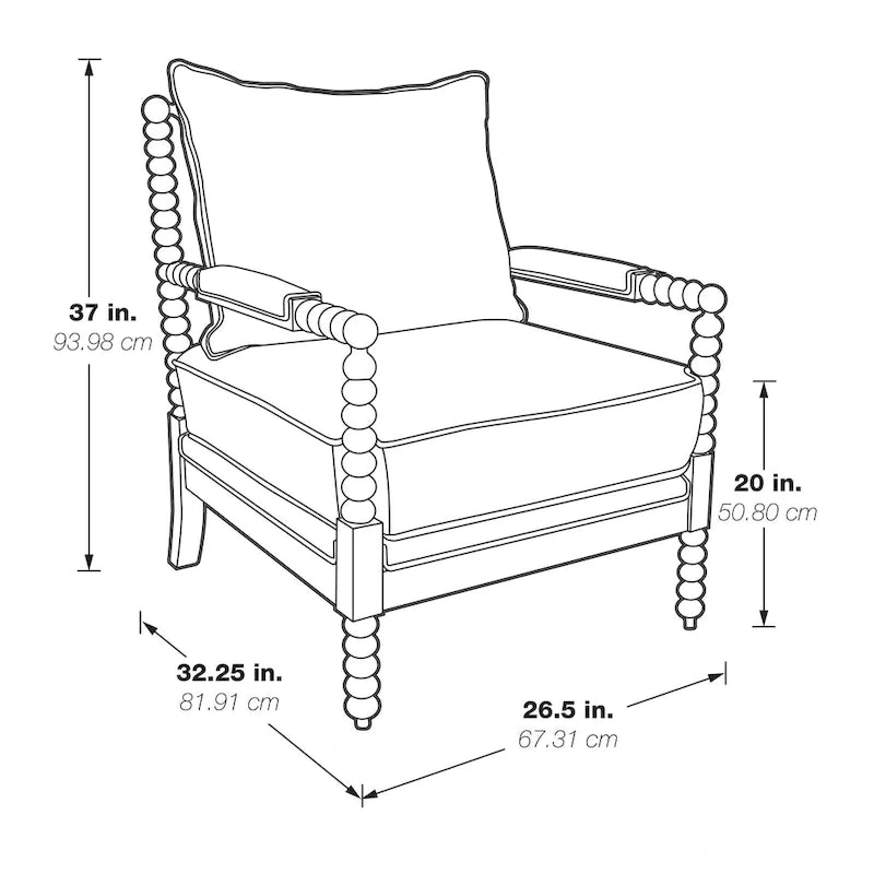 Spindle Chair in Fabric with White Frame