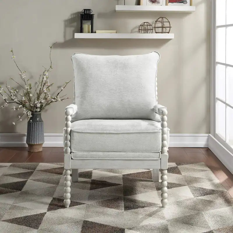 Spindle Chair in Fabric with White Frame