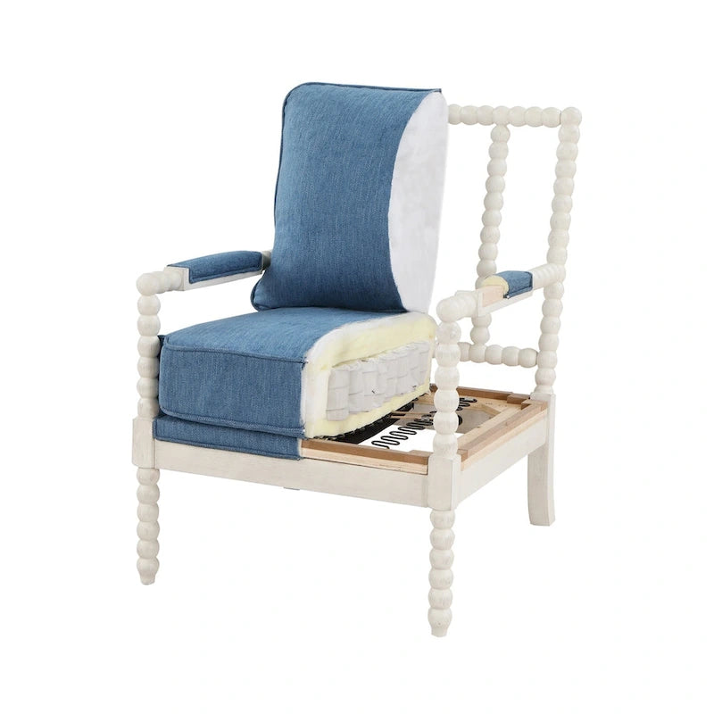 Spindle Chair in Fabric with White Frame
