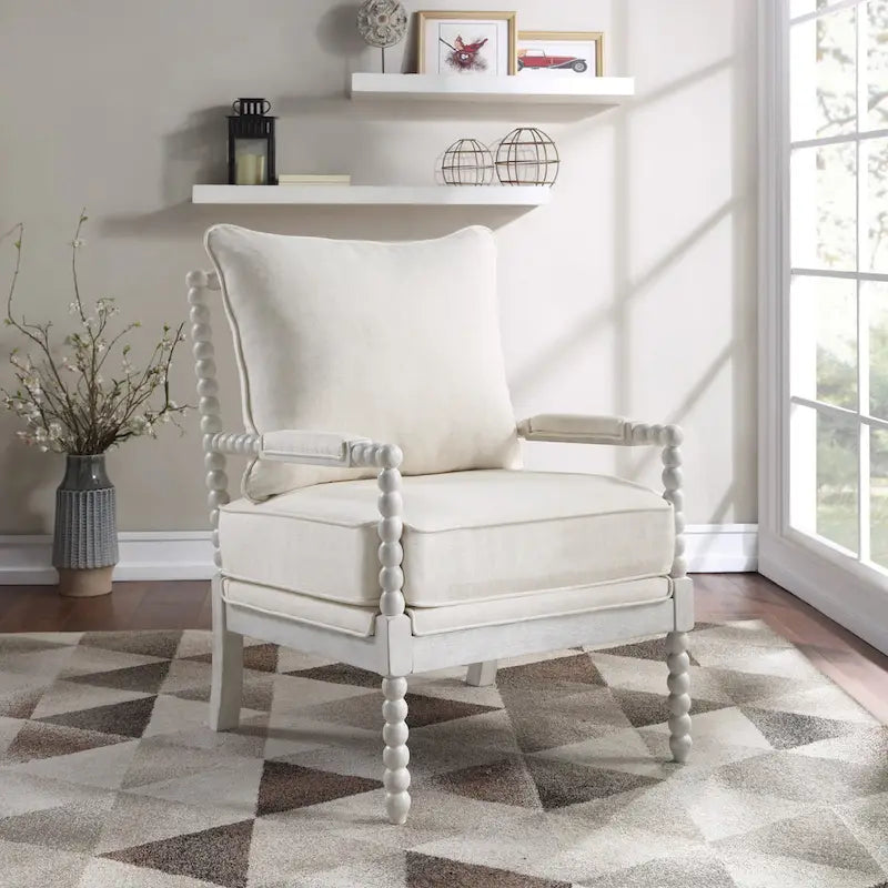 Spindle Chair in Fabric with White Frame