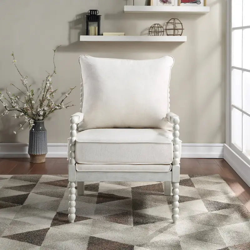 Spindle Chair in Fabric with White Frame