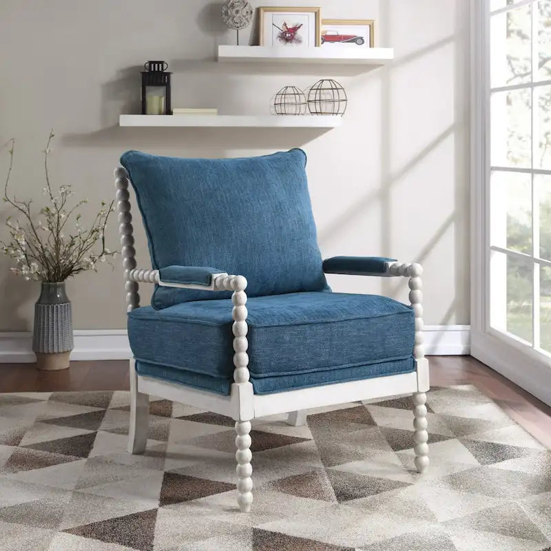 Spindle Chair in Fabric with White Frame