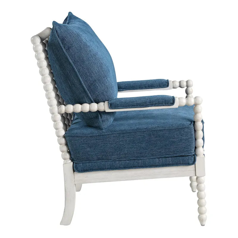 Spindle Chair in Fabric with White Frame