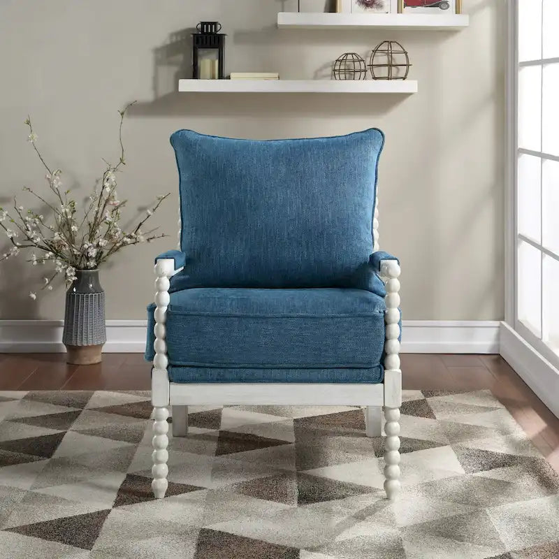 Spindle Chair in Fabric with White Frame