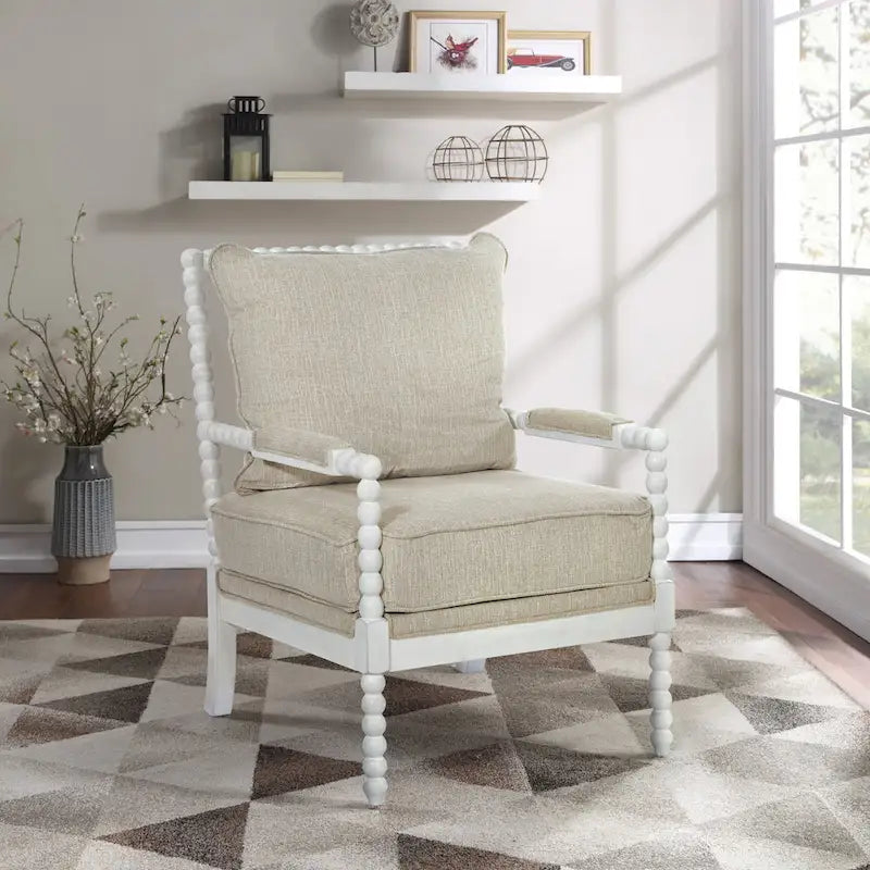 Spindle Chair in Fabric with White Frame