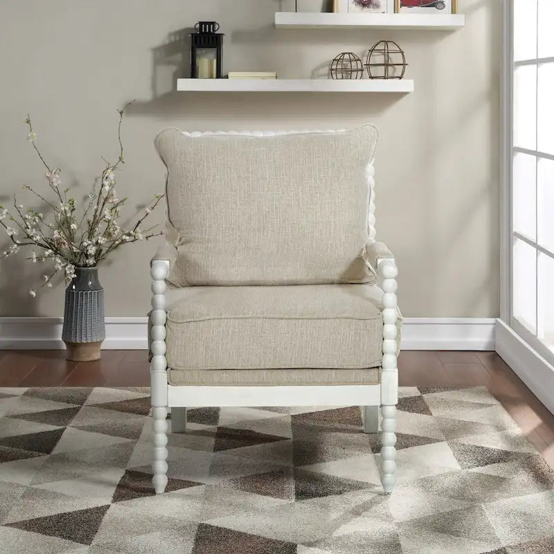 Spindle Chair in Fabric with White Frame