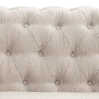 Chesterfield-Leinensofa mit Knopfheftung und gerollten Armlehnen