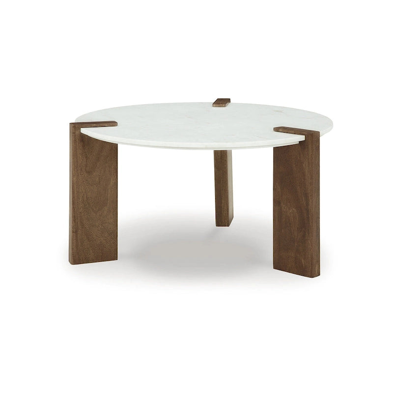 White/Brown Coffee Table - 33W x 33D x 18H