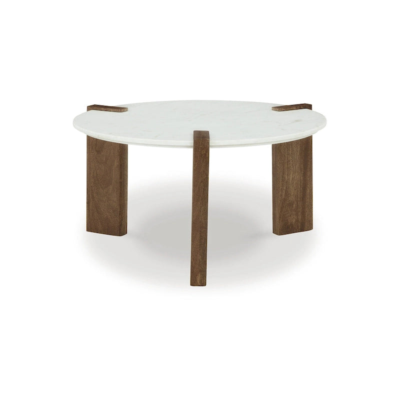 White/Brown Coffee Table - 33W x 33D x 18H