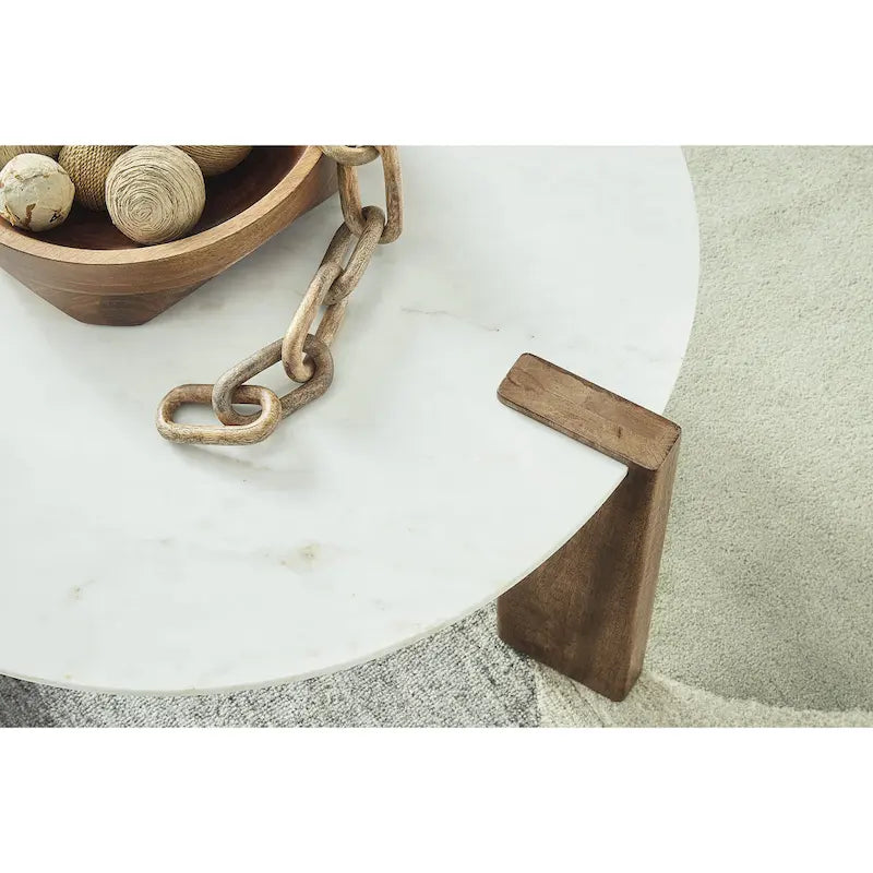 White/Brown Coffee Table - 33W x 33D x 18H