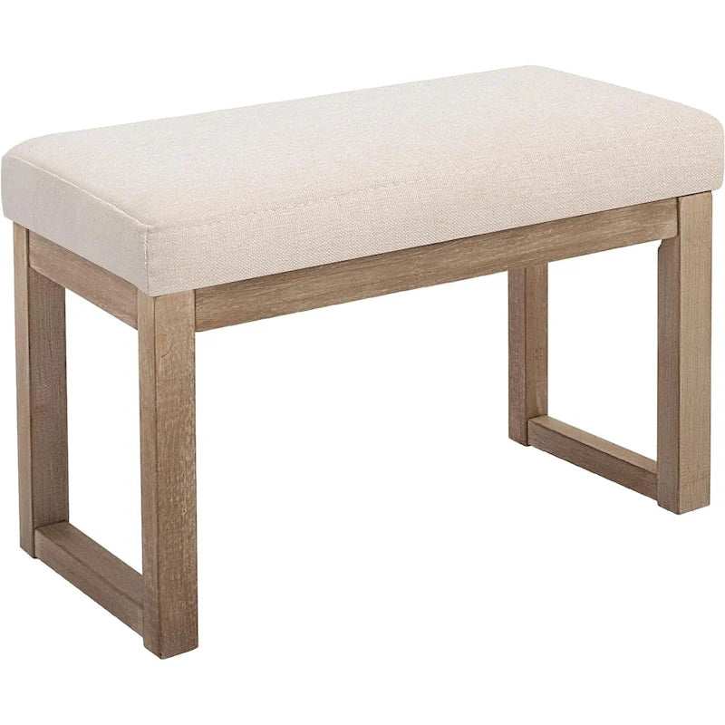 Upholstered Bench Ottoman, Beige