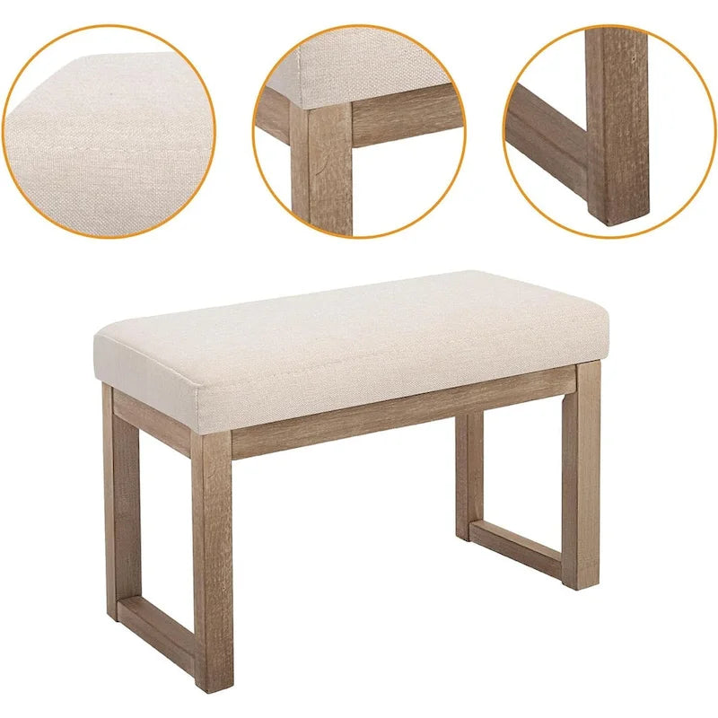Upholstered Bench Ottoman, Beige