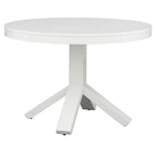 Witte ronde eettafel met voet van rubberhout