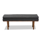 Gepolsterte Mid-Century-moderne Sitzbank mit konischen Beinen