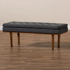 Gepolsterte Mid-Century-moderne Sitzbank mit konischen Beinen
