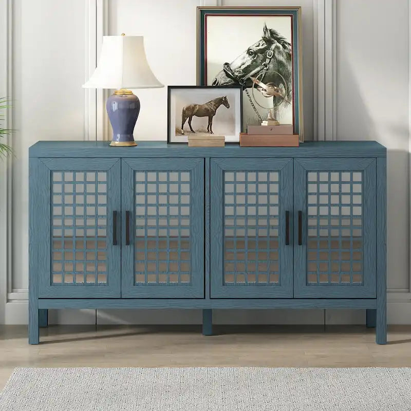 Nestfair Retro Sideboard with 4 Door Large Storage and Adjustable Shelves - N/A