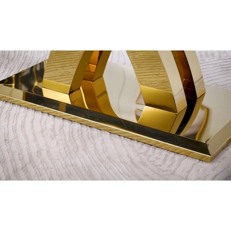 Black Dining Room Table with Polished Gold Metal Legs