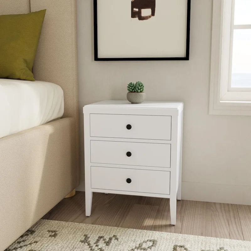 Painted Wood Storage Nightstand With Drawers by East at Main