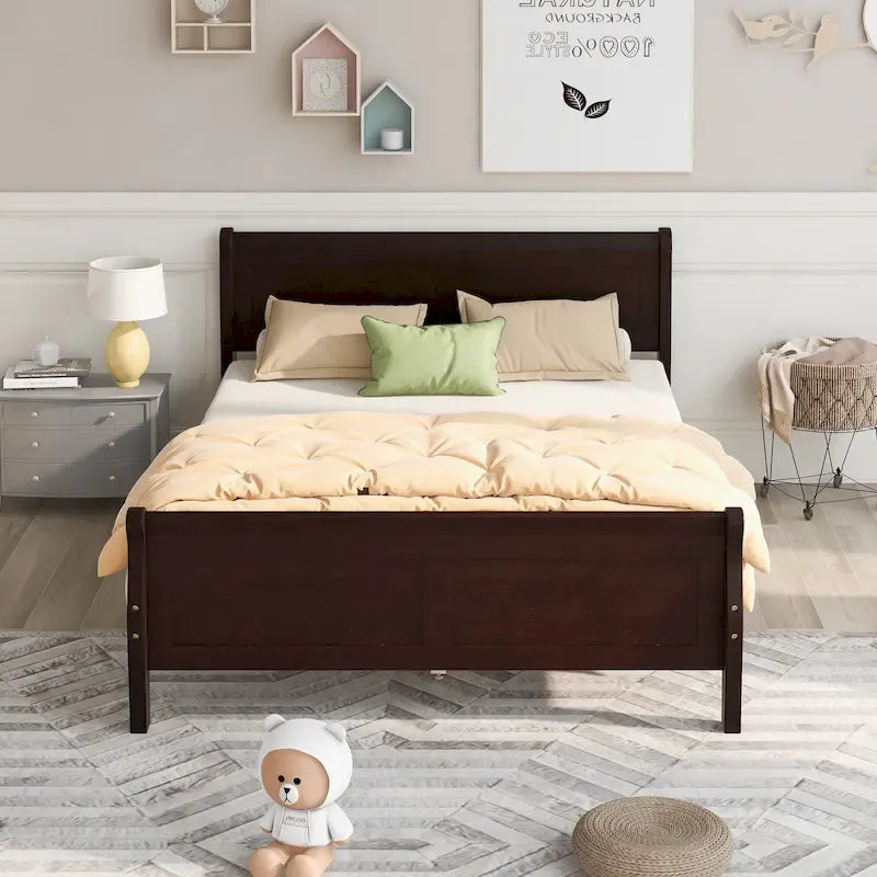 Full Queen Twin Size Wood Platform Bed