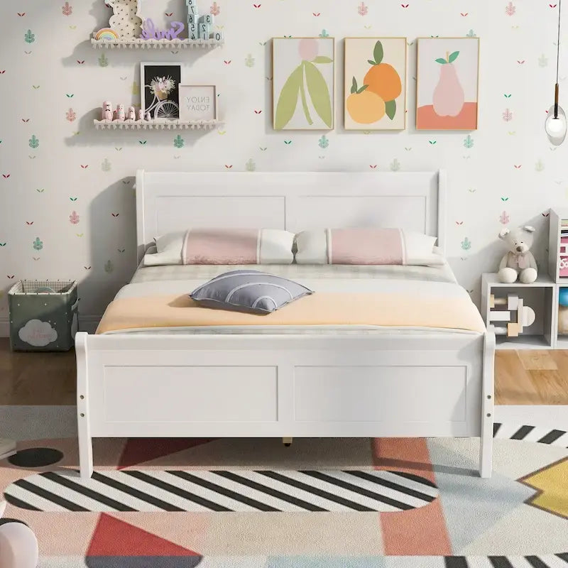 Full Queen Twin Size Wood Platform Bed