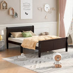 Lit plateforme en bois avec tête et pied de lit - Full Queen Twin
