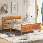 Lit plateforme en bois avec tête et pied de lit - Full Queen Twin