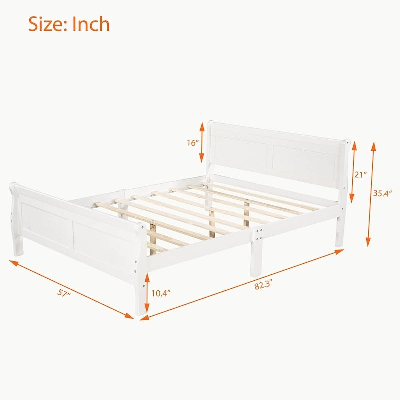Full Queen Twin Size Wood Platform Bed