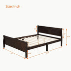 Lit plateforme en bois avec tête et pied de lit - Full Queen Twin