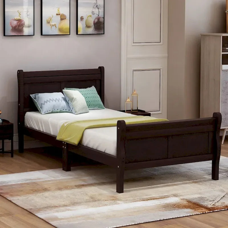 Full Queen Twin Size Wood Platform Bed