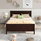 Lit plateforme en bois avec tête et pied de lit - Full Queen Twin