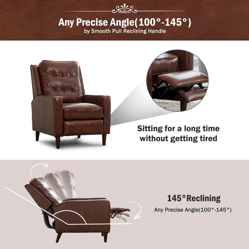 Pushback Recliner Chair, Fabric Armchair Push Back Recliner with Rivet Decoration, Single Sofa Accent Chair