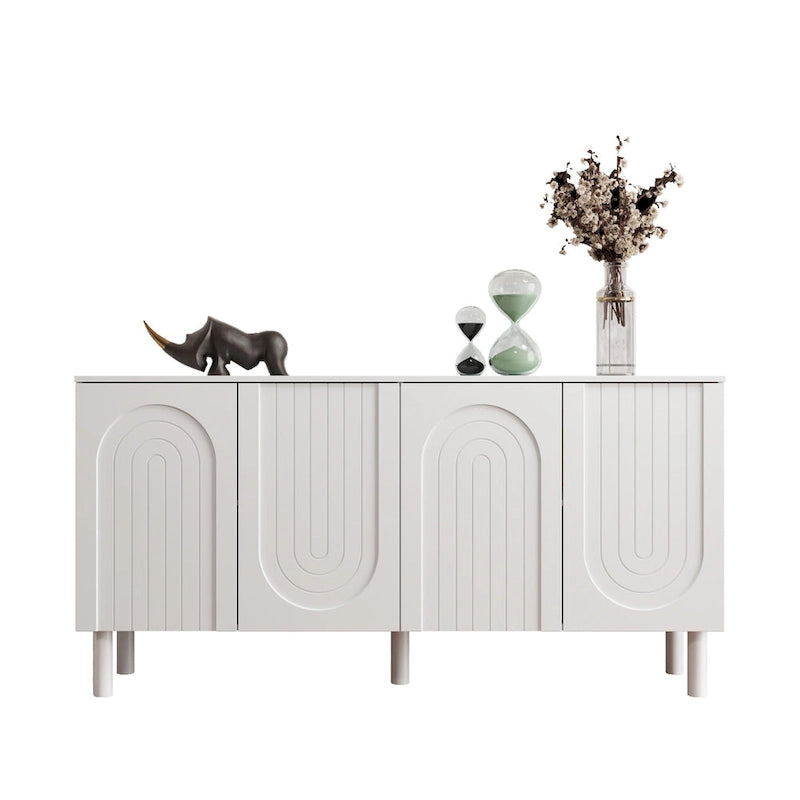 63.2W Bookcase Credenza Sideboard Buffet with Drawer & Pop-Up Doors
