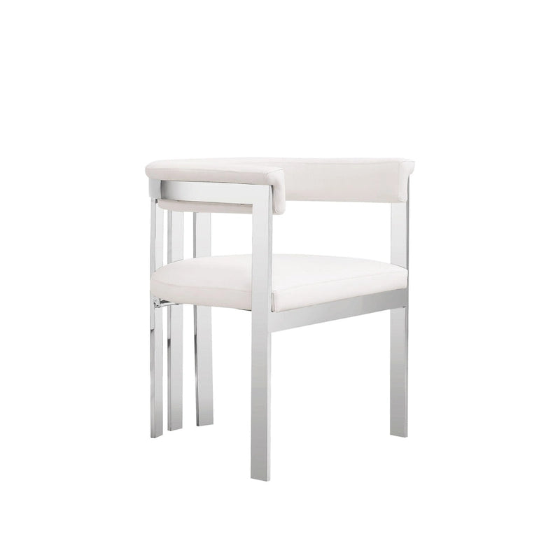 Modrest Pontiac Modern White Vegan Leather & Stainless Steel Dining Chair