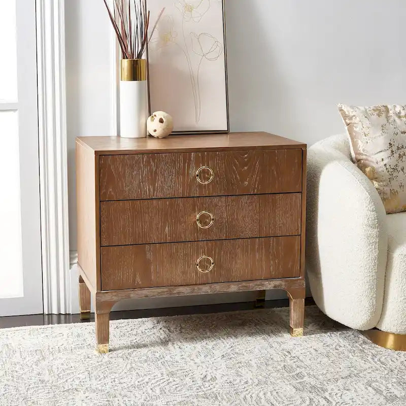 Contemporary Three Drawer Nightstand with Chic Hardware - 30Wx19Dx28H