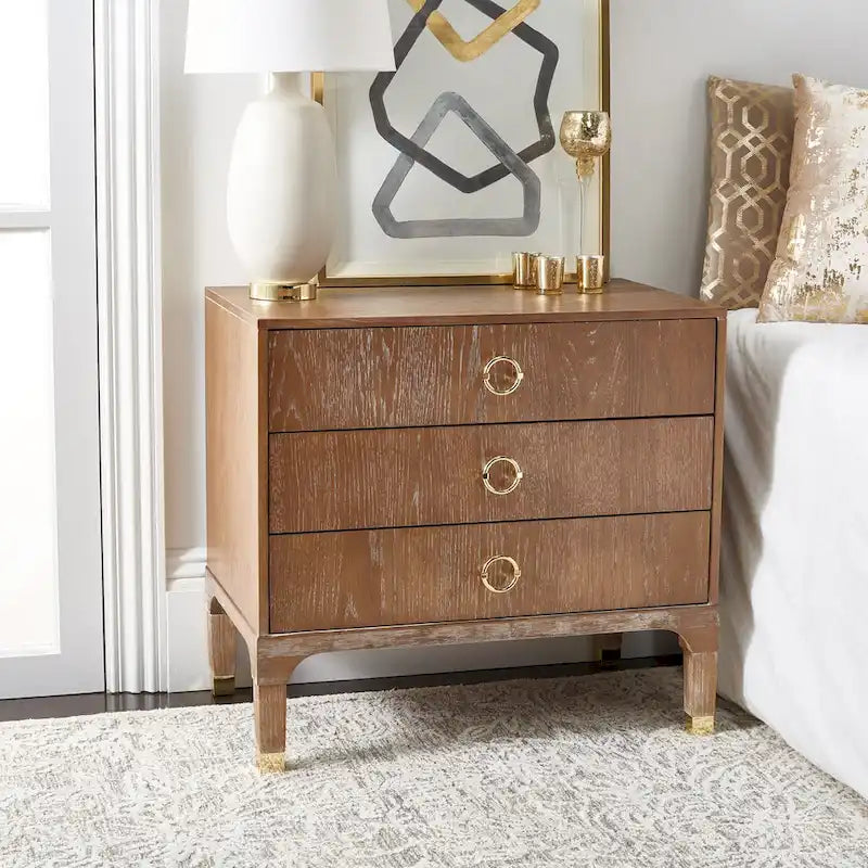 Contemporary Three Drawer Nightstand with Chic Hardware - 30Wx19Dx28H