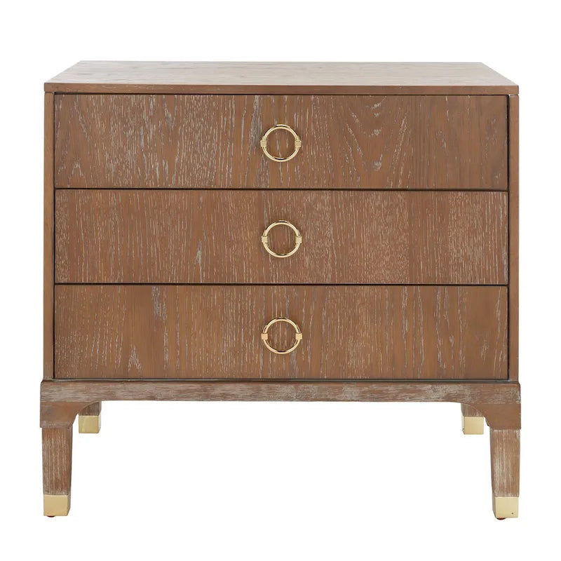 Contemporary Three Drawer Nightstand with Chic Hardware - 30Wx19Dx28H