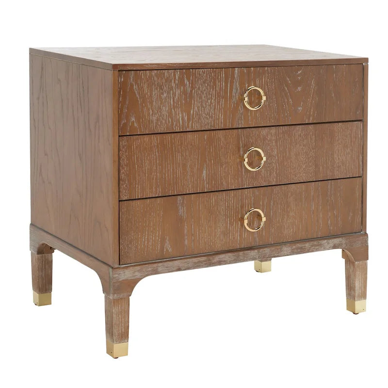 Contemporary Three Drawer Nightstand with Chic Hardware - 30Wx19Dx28H