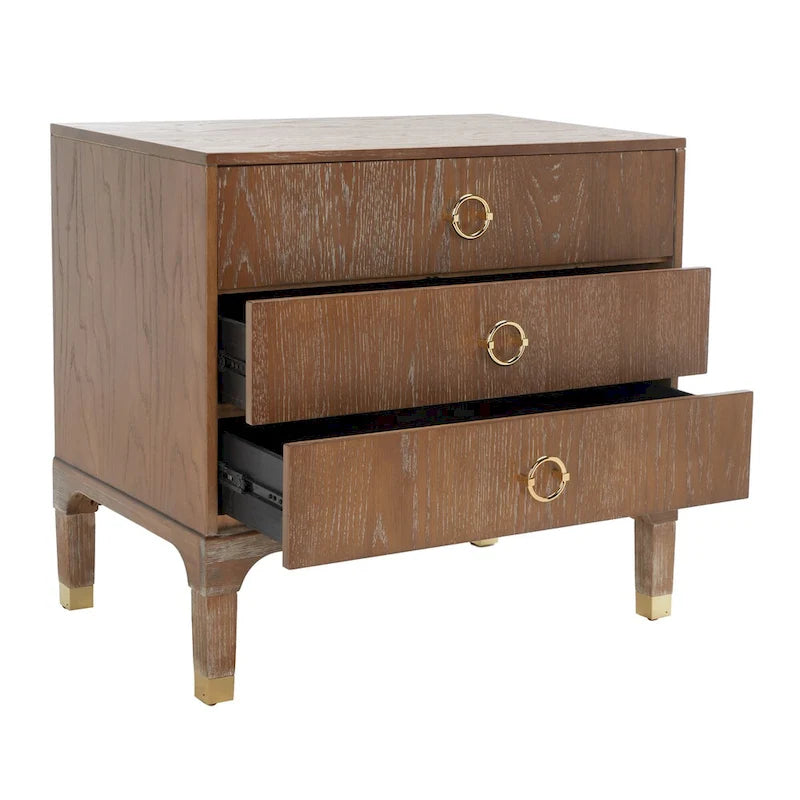 Contemporary Three Drawer Nightstand with Chic Hardware - 30Wx19Dx28H