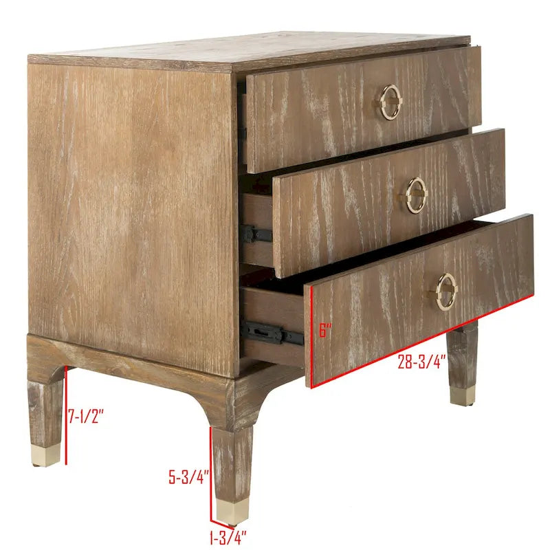 Contemporary Three Drawer Nightstand with Chic Hardware - 30Wx19Dx28H
